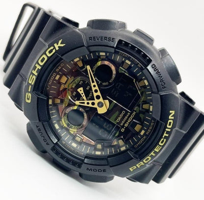 CASIO G-SHOCK GA-100CF Analog Digital Camouflage Watch Black Resin 51mm Mens