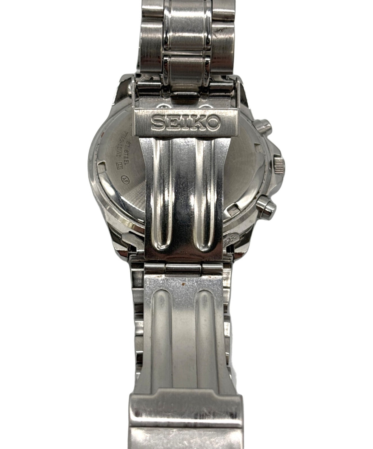 SEIKO Chronograph 7T92-0DW0 Mens Quartz Watch Black Dial Stainless Steel 38mm
