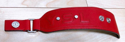Yves Saint Laurent Rive Gauche Red Leather Bracelet Bangle Used Japan