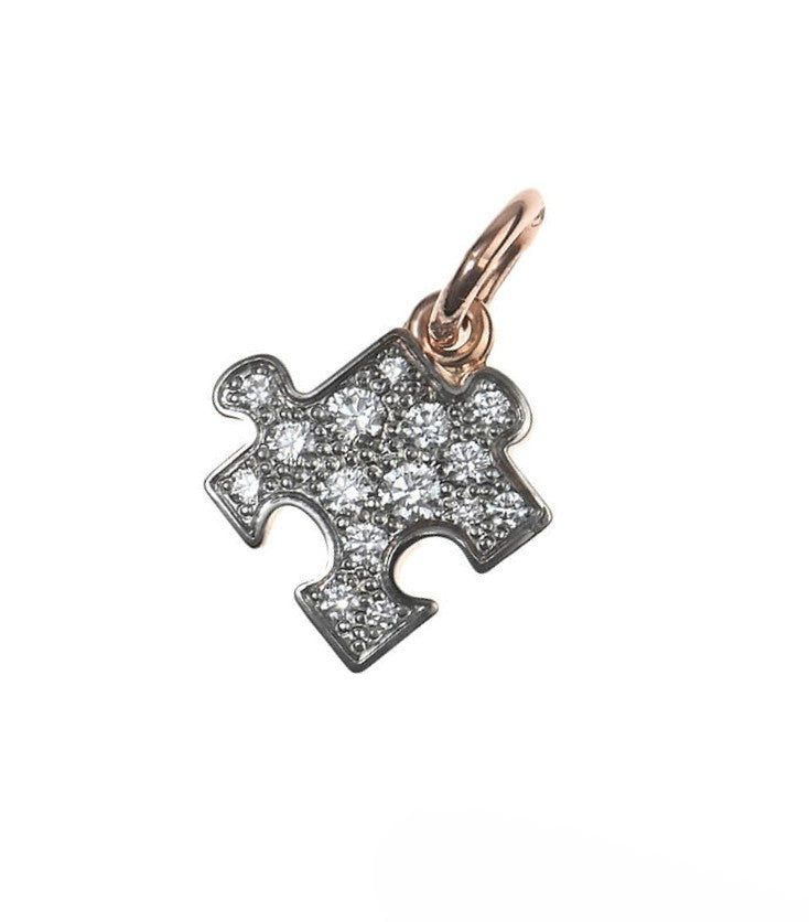 Auth Pomellato DoDo Pave Diamond 9K Rose Gold Puzzle Charm Pendant Top Near Mint