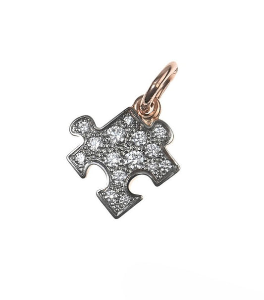 Auth Pomellato DoDo Pave Diamond 9K Rose Gold Puzzle Charm Pendant Top Near Mint