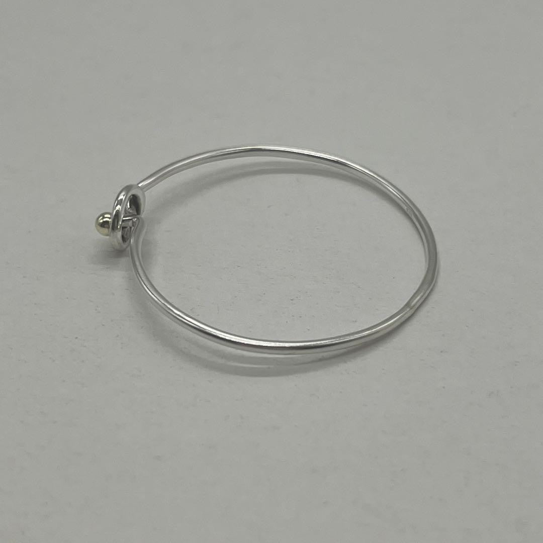 Tiffany&Co. Auth Love Knot Hook Eye Bangle 925 Silver 18K YG 750 Combo 16cm 6.3"