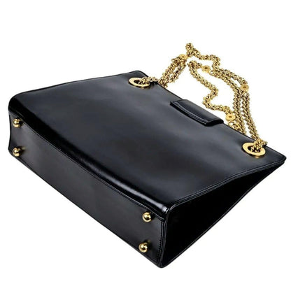 Tiffany & Co Circle Logo Chain Shoulder Bag Leather Gold Hardware Excellent
