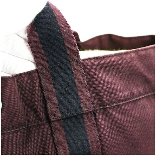 Hermes Authentic Fourre Tout MM Canvas Tote Bag Black Wine Red 43x30x9 cm Used