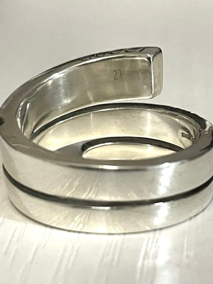 Gucci Sterling Silver 925 G Logo Spiral Snake Ring Size 61 US 9.5