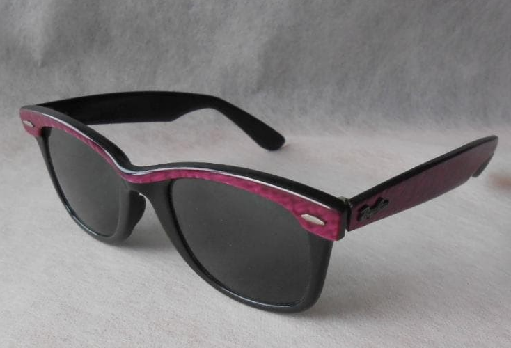 Ray Ban Vintage Wayfarer Sunglasses BL USA Pink Frame Black Lens 80s 90s Used