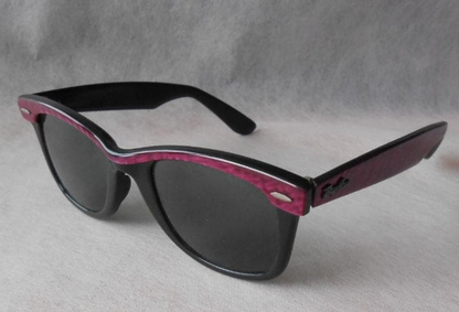 Ray Ban Vintage Wayfarer Sunglasses BL USA Pink Frame Black Lens 80s 90s Used