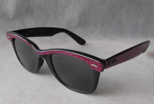 Ray Ban Vintage Wayfarer Sunglasses BL USA Pink Frame Black Lens 80s 90s Used