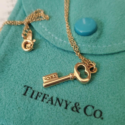 Tiffany & Co Modern Keys Oval Key Pendant Necklace 18K K18 Rose Pink Gold 750