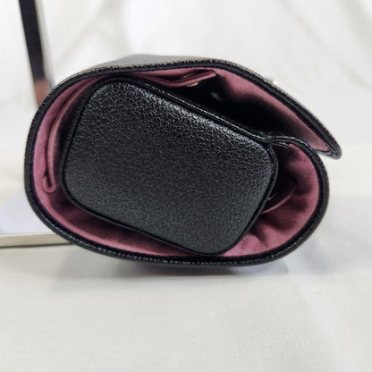 Excellent Rare Bvlgari Black Leather Accessories Jewelry Case Travel Portable
