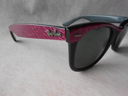 Ray Ban Vintage Wayfarer Sunglasses BL USA Pink Frame Black Lens 80s 90s Used