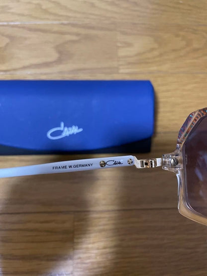 VINTAGE CAZAL Aviator Sunglasses 80s W GERMANY Clear Pink Rainbow Deadstock Case