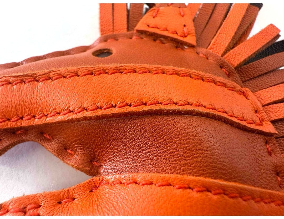 Hermes Gigi Savane Horse Bag Charm Orange Carnelian Leather Authentic France
