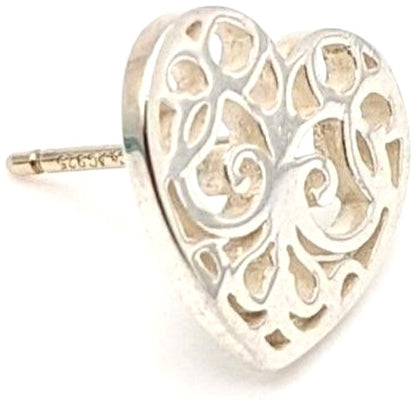 Tiffany & Co Enchant Heart Earring Single Silver 925 Filigree Stud Near Mint