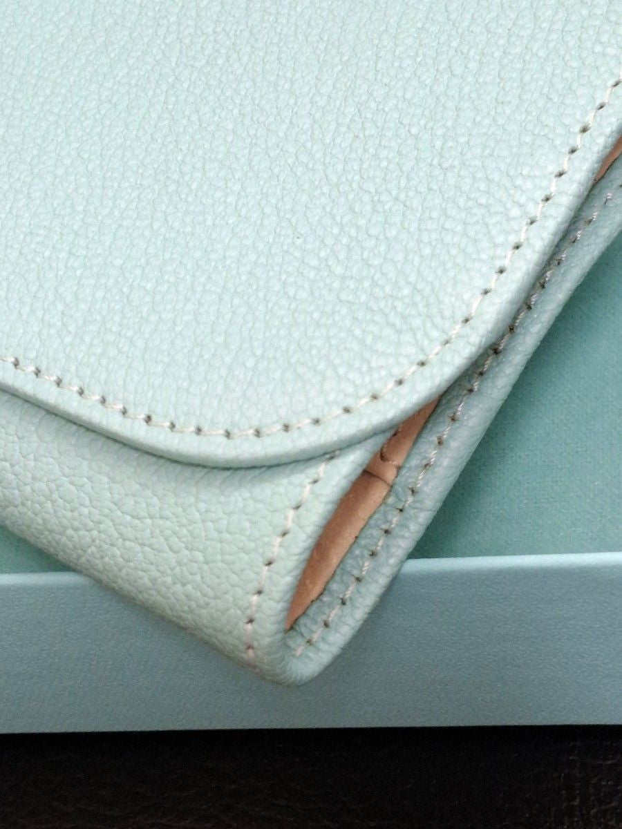 Tiffany & Co Tri Fold Wallet Multi Pouch Jewelry Case Organizer Black Leather