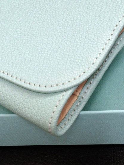 Tiffany & Co Tri Fold Wallet Multi Pouch Jewelry Case Organizer Black Leather