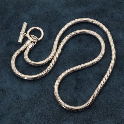 Yves Saint Laurent YSL Silver Tone Snake Chain Toggle Necklace Used Excellent