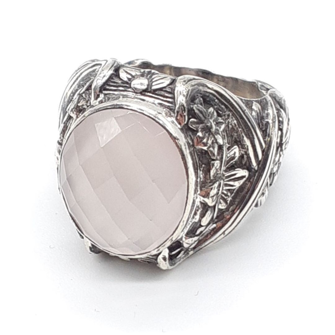 Stephen Dweck Rose Quartz Sterling Silver 925 Flower Ring Size US 5.75 Used