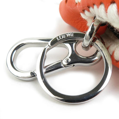 LOEWE Orange Leather Rabbit Mini Coin Case Bag Charm Keyring Used Excellent