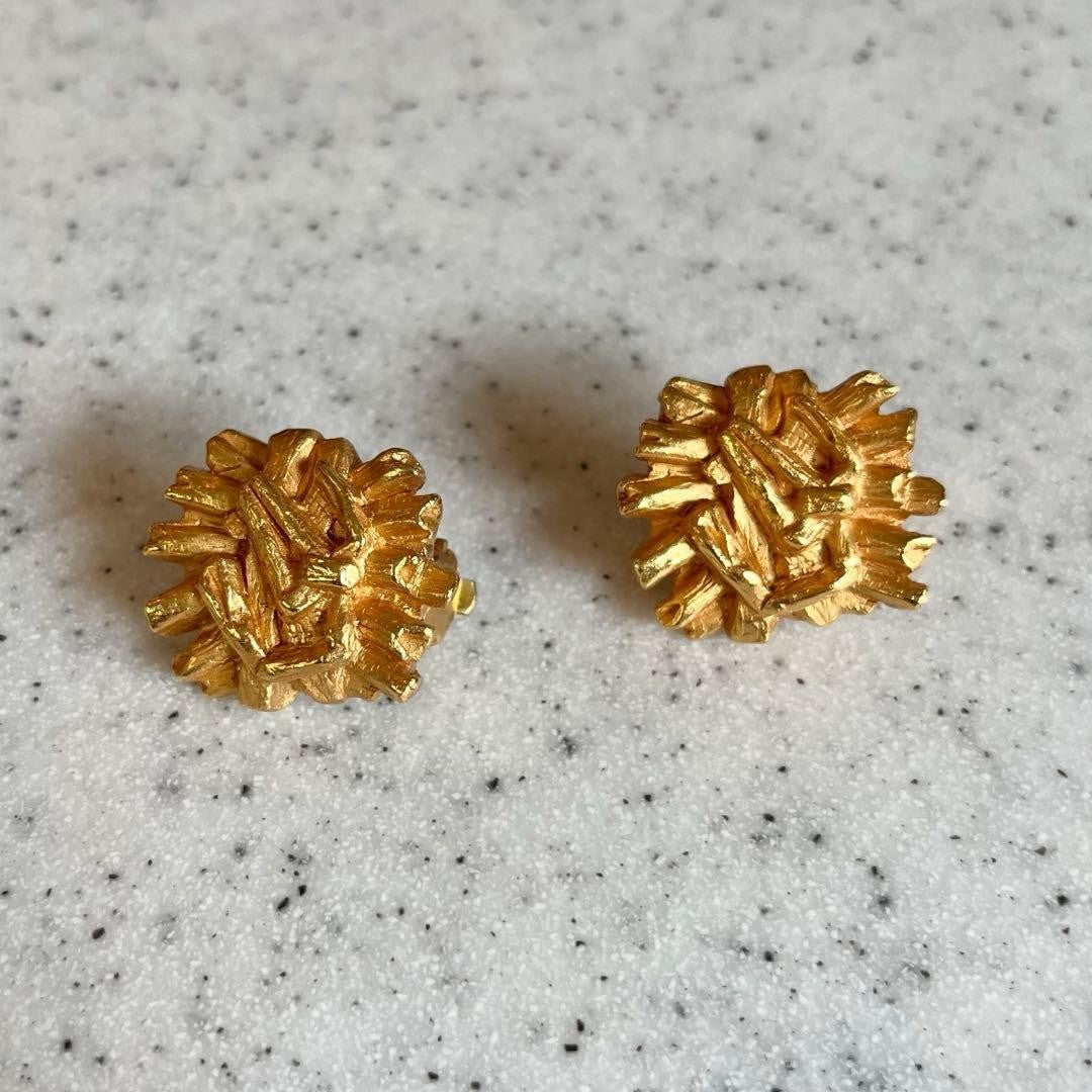 Christian Lacroix Vtg Logo Motif Gold Clip On Earrings 2.5x2cm 1.0x0.8" Used