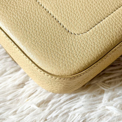Tiffany & Co Gold Hardware Beige Leather Mini Handbag Top Handle Near Mint