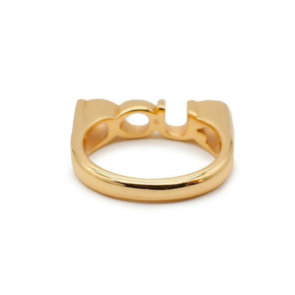 Gucci Gold Tone Metal Logo Ring Size M 57 US 8 Excellent Condition Unused