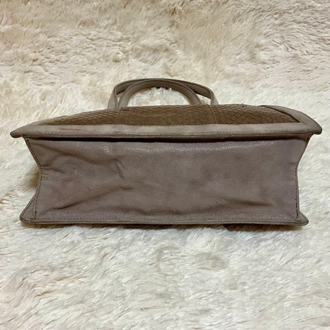Rare LOEWE Brown Embossed Leather Canvas Greige Handbag Mini Pouch Used