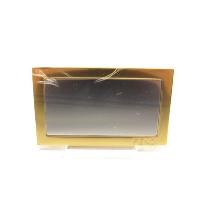 FENDI 7AS049 Zucca Logo Compact Mirror Gold Tone Plastic Accessory Vintage