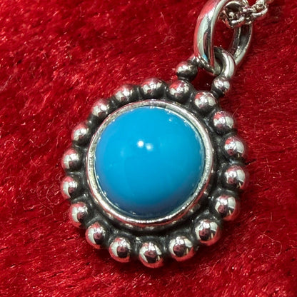 Georg Jensen # 9A Sterling Silver 925 Turquoise Necklace Pendant L 44.5cm 17.5in