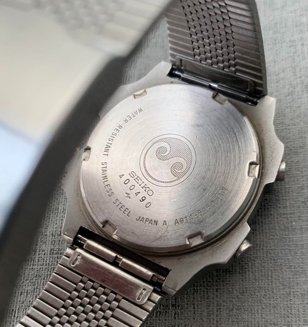 Vintage Seiko Silver wave A914-5A50 Stainless Steel Quartz Watch Rare Authentic