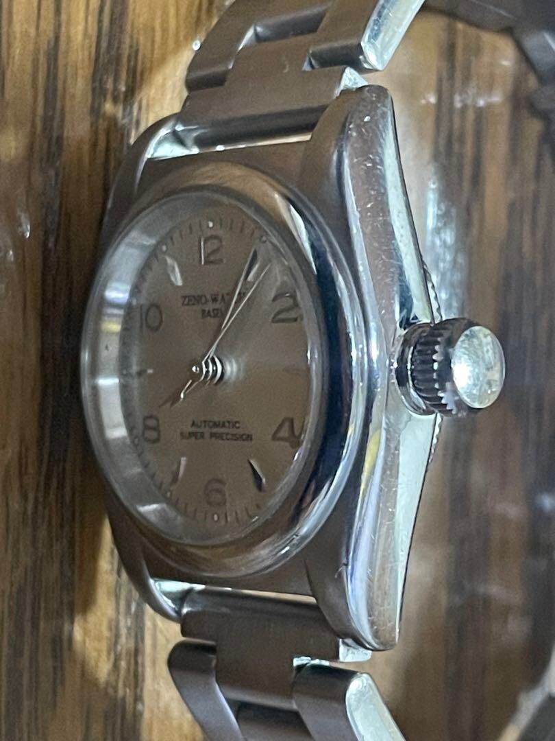 ZENO Automatic Super Precision Watch Silver Dial Stainless Steel Case Used Japan