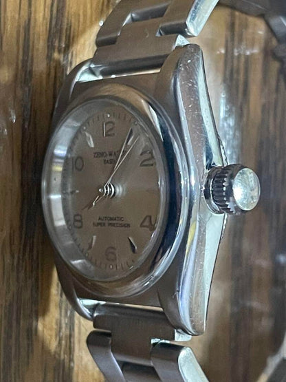 ZENO Automatic Super Precision Watch Silver Dial Stainless Steel Case Used Japan