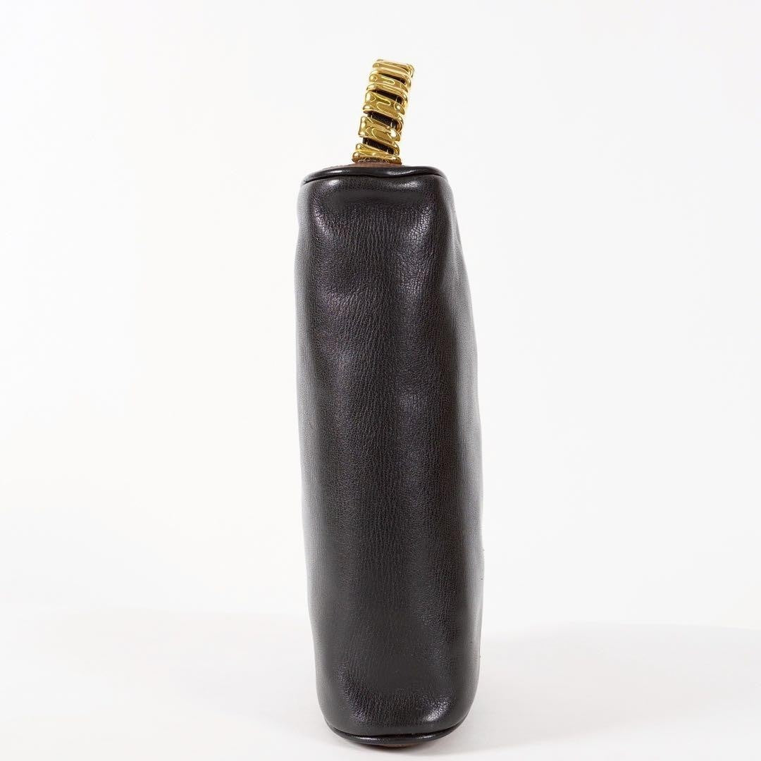 Rare LOEWE Velazquez Black Leather Hand Bag Clutch Gold Hardware Excellent