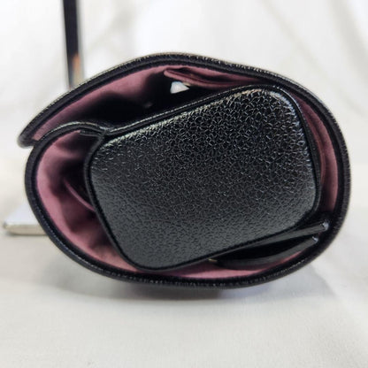 Excellent Rare Bvlgari Black Leather Accessories Jewelry Case Travel Portable