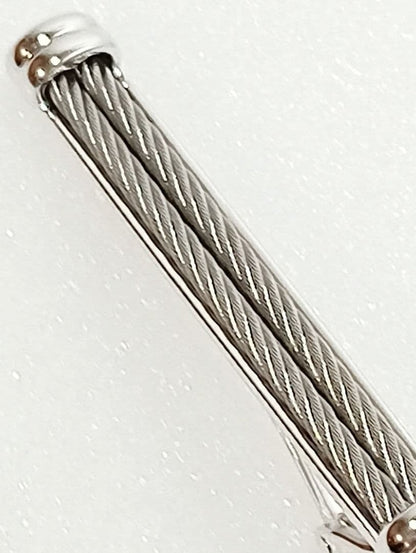 Philippe Charriol Auth Silver Wire Motif Tie Clip Bar Mens Accessory Used