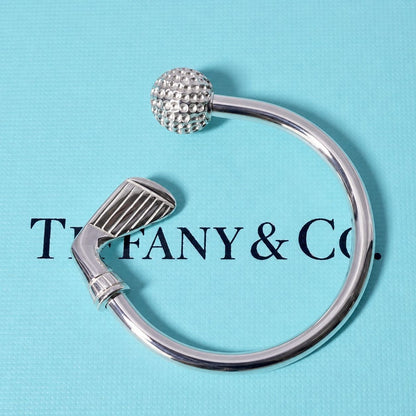 Excellent Tiffany & Co Sterling Silver 925 Golf Ball Club Motif Keyring Keychain