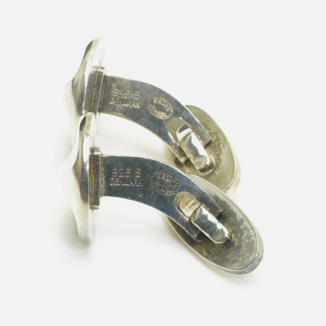 Georg Jensen CTV Cufflinks Sterling Silver 925 Denmark Round Men's Vintage 1.3cm