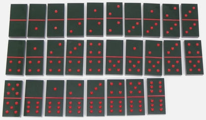 GUCCI Domino Game Set Green Leather Case 28 Pieces GG Logo 2.2in Authentic