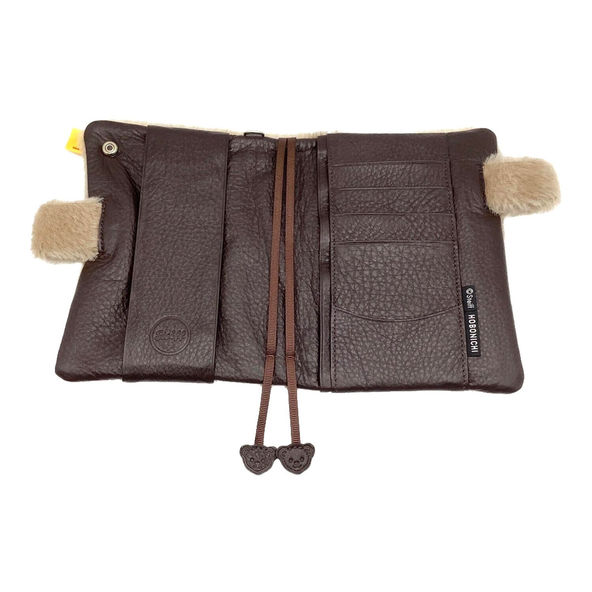 Steiff Knopf im Ohr Plush Notebook Cover Faux Fur Beige Bear Charm Book Sleeve