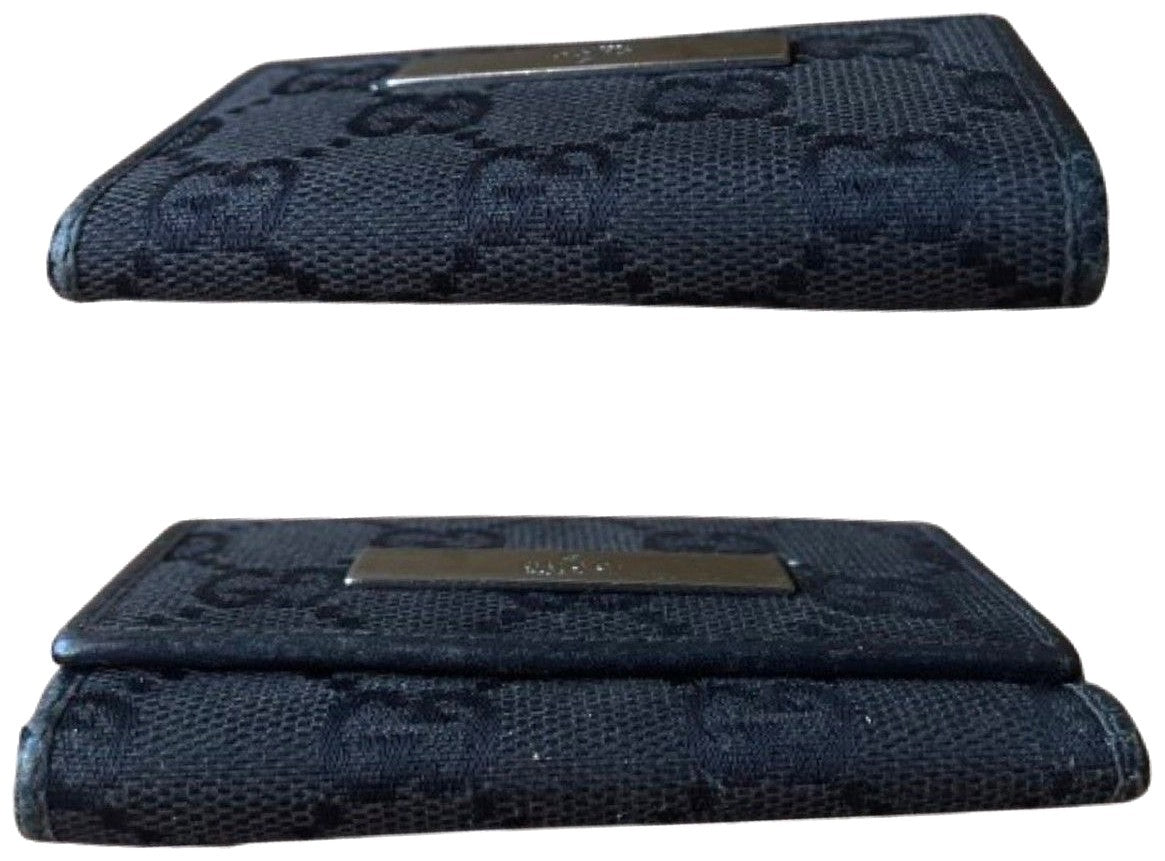 GUCCI GG Canvas Leather 6-Key Case Holder Black Unisex Small Authentic Italy