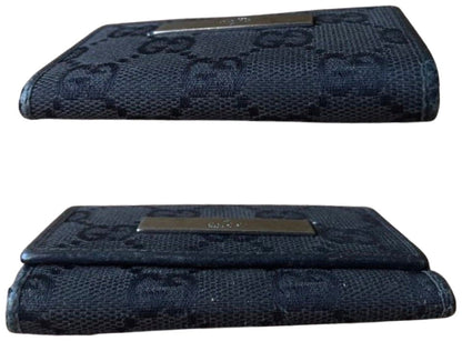 GUCCI GG Canvas Leather 6-Key Case Holder Black Unisex Small Authentic Italy