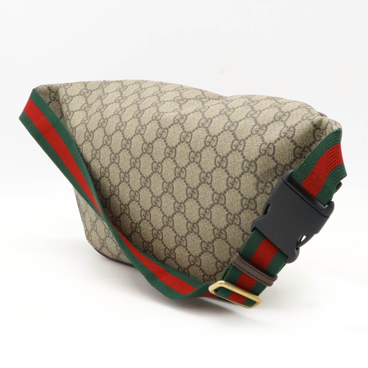 Gucci Auth GG Supreme Courier Belt Bag Khaki Beige Multicolor Applique Used