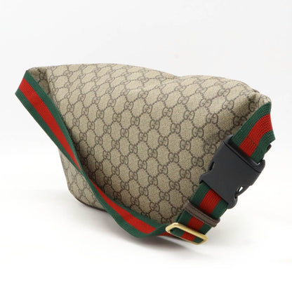 Gucci Auth GG Supreme Courier Belt Bag Khaki Beige Multicolor Applique Used