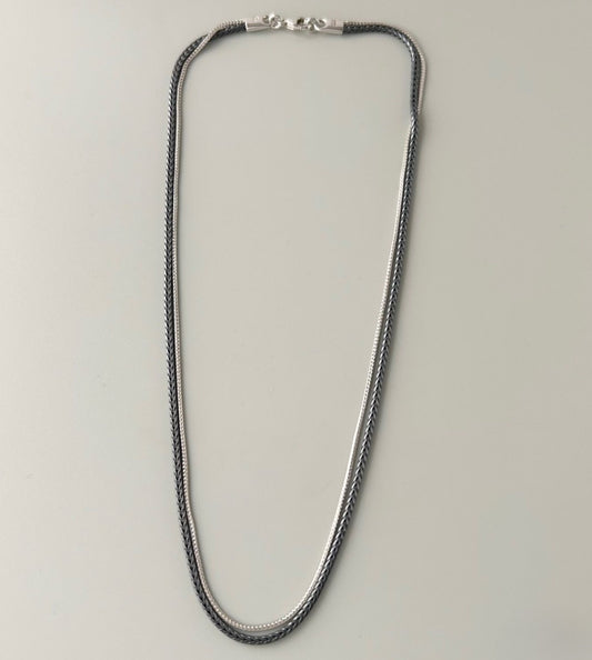 Georg Jensen Sterling Silver 925 Double Chain Necklace L 45.5cm 18in