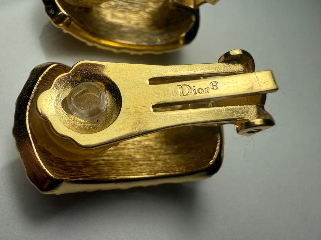 Vintage Christian Dior Trotter Clip On Gold Tone Earrings iconic monogram design