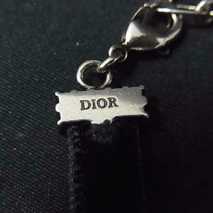 DIOR J'ADIOR Rhinestone Choker Necklace Black Velvet Crystal Logo Adjustable