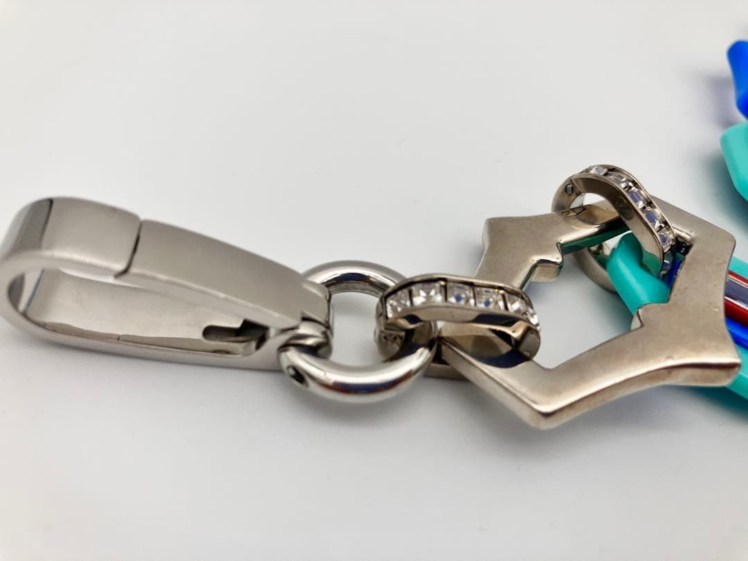Prada Rhinestone Jewel Plastic Chain Shoulder Strap Blue Silver 90 cm 35.4"