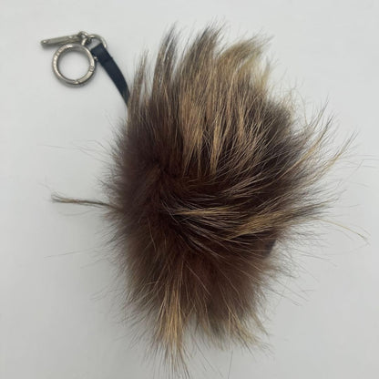 FENDI Bag Bugs Eye Monster Fur Charm Key Chain Black Brown Yellow Authentic