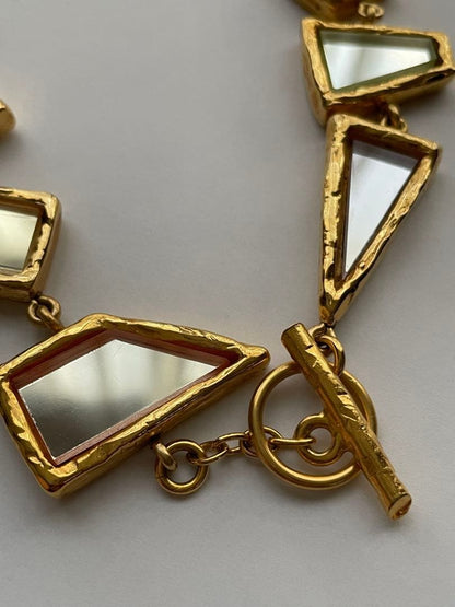 Christian Lacroix Atelier Sale Vtg Cubist Mirror Glass Collar Necklace Unsigned