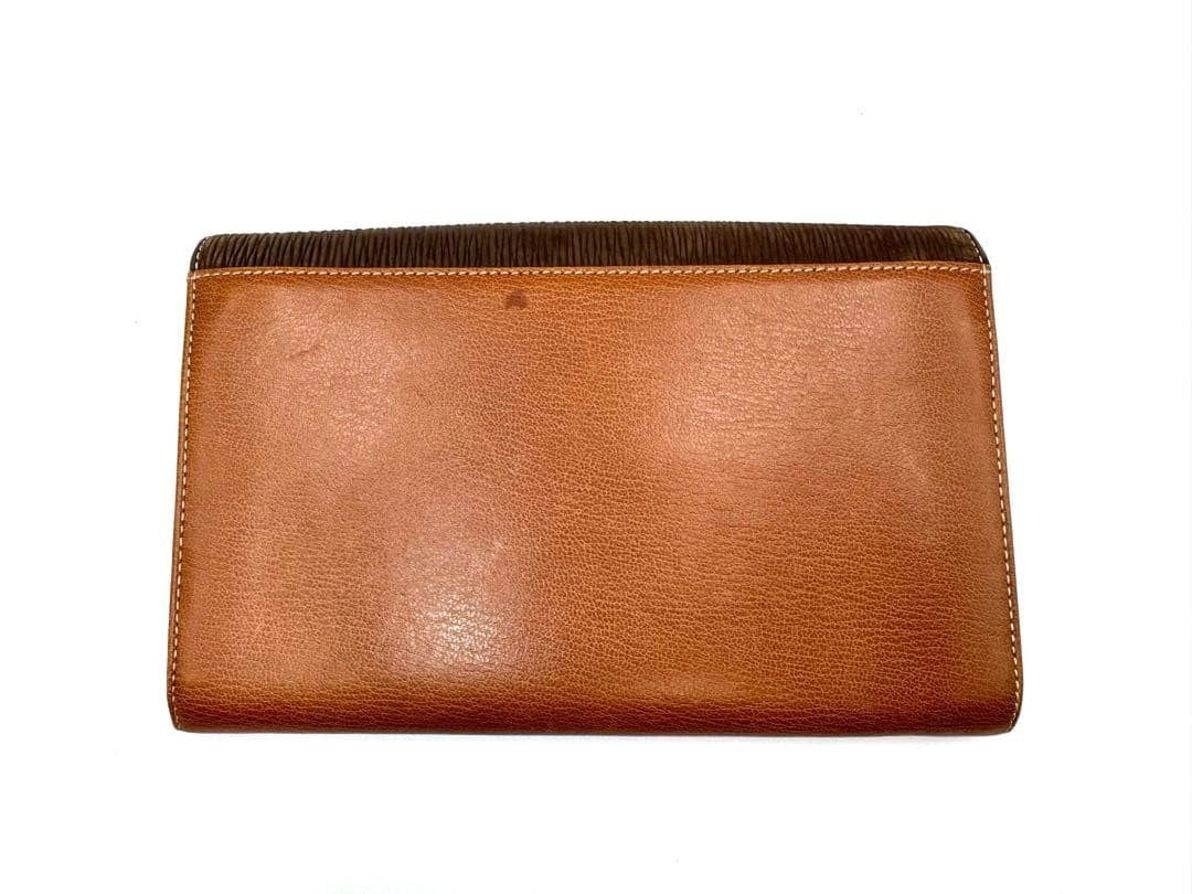 Excellent LOEWE Velázquez Brown Leather Wock Flap Long Wallet Authentic